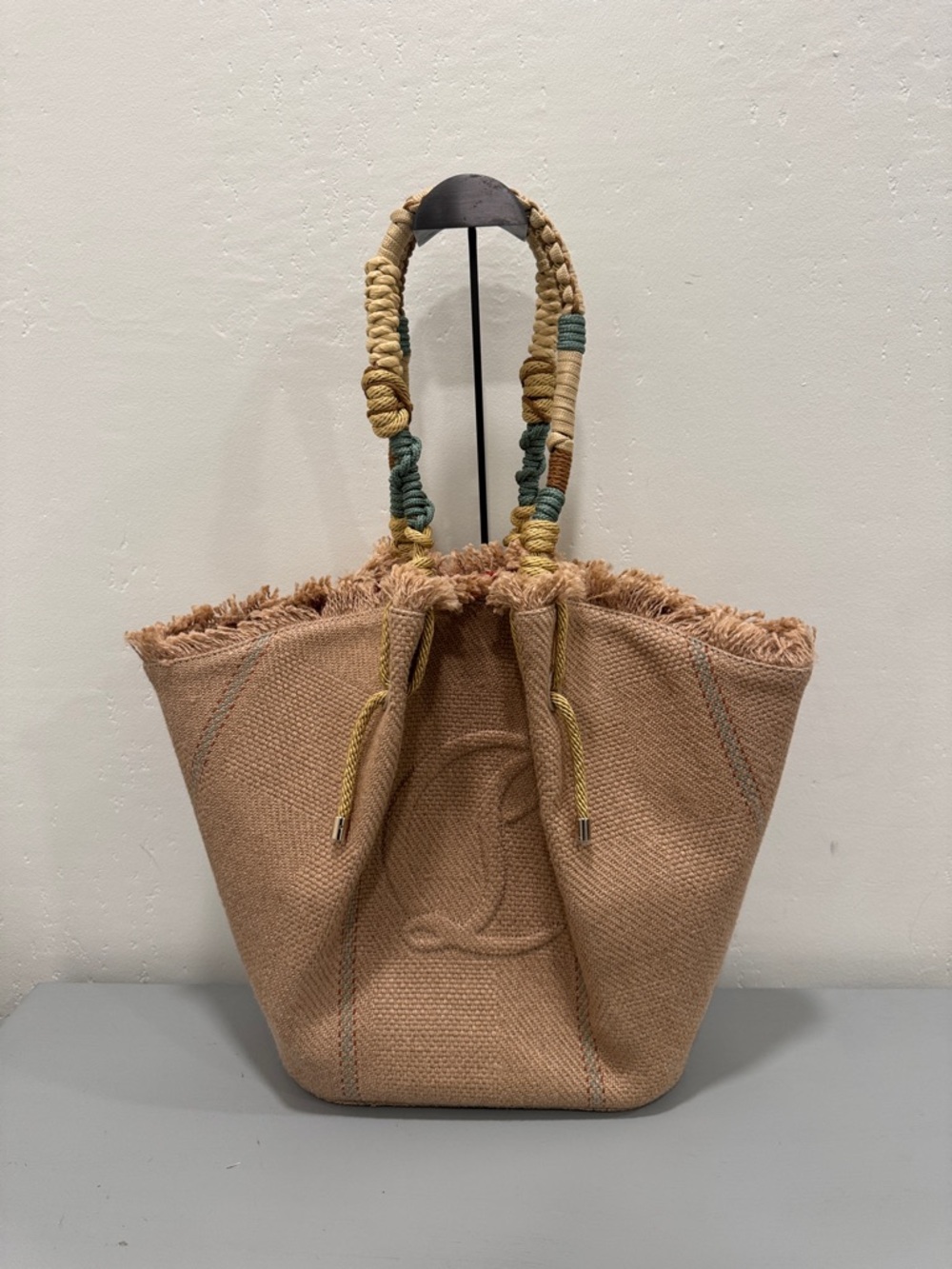 Christian Louboutin Beige Woven jute tote
